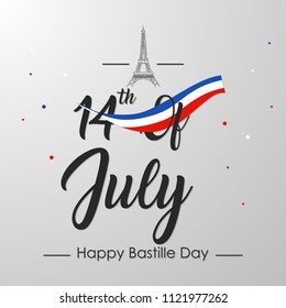 14th of july calligraphy for bastille day celebration. 