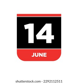 14th June calendar vector icon. 14 June monogram.