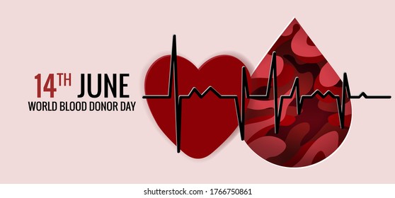 14th June,World Blood donor Day Illustration Of Blood Donation Concept Design.
