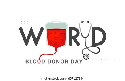 14th June,World Blood donor Day Illustration Of Blood Donation Concept Design.