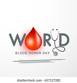 14th June,World Blood donor Day Illustration With Realistic Blood Drop Of Blood Donation Concept Design.