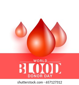 14th June,World Blood donor Day Illustration With Realistic Blood Drop Of Blood Donation Concept Design.