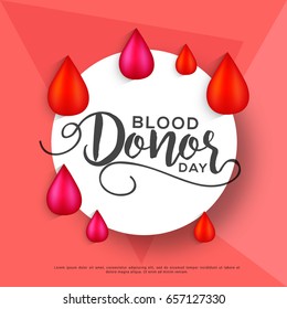 14th June,World Blood donor Day Illustration Of Blood Donation Concept Design.