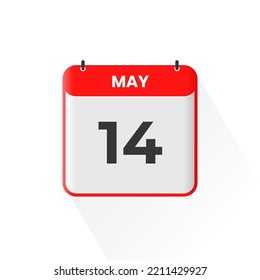 14th May calendar icon. May 14 calendar Date Month icon vector illustrator