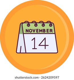14th of November Line vector Icon Design