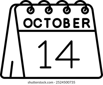 14th of October Line vector Icon Design