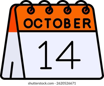 14th of October Line vector Icon Design