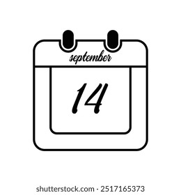 14th September calendar icon on white background  eps 10.