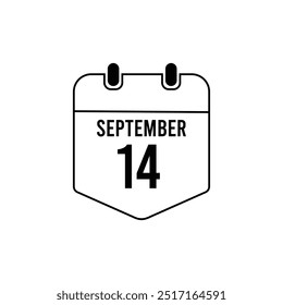 14th September calendar vector icon eps 10.
