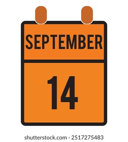 14th September Date icon vector. 14th September icon in a Single Day Calendar .