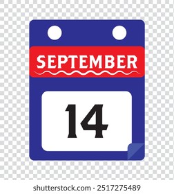 14th September Date icon vector. 14th September icon in a Single Day Calendar .