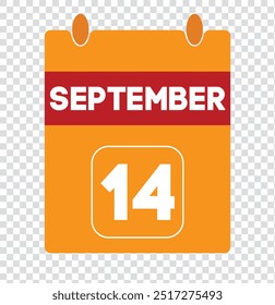 14th September Date icon vector. 14th September icon in a Single Day Calendar .