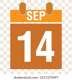 14th September Date icon vector. 14th September icon in a Single Day Calendar .