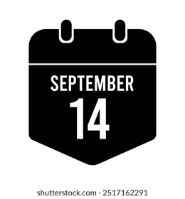  14th September Date on a Single Day Calendar , day 14, September design , on white background eps 10.
