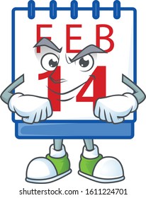 14th valentine calendar mascot cartoon character style with Smirking face