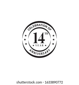 14th year anniversary emblem logo design vector template