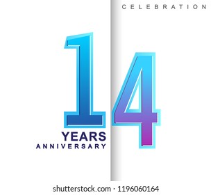 14th Years Anniversary with colorful design. Applicable for brochure, flyer, Posters, web and Banner Designs, anniversary celebration