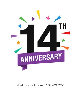 14th Years Anniversary Logo Design Vector. Modern Illustration