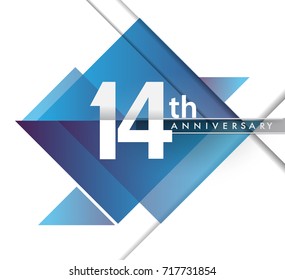 14th years anniversary logo, vector design birthday celebration with geometric isolated on white background.