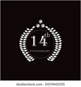 14thyears of anniversary wishes with gradient silver color amd black background