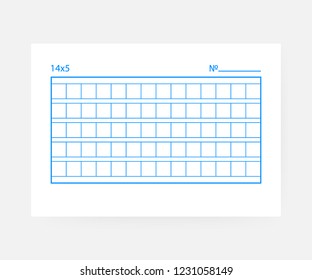 14x5 Squared manuscript paper on white background. Vector stock illustration.