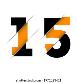 15 1 5 Number Logo Design with a Creative Cut and Black Circle Background. Creative logo design.