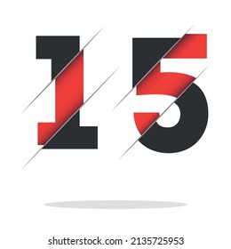 15 1 5 Number Logo Design with a Creative Cut and Black Circle Background. Creative logo design.