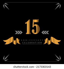 15 Anniversary celebration 3D vector template design illustration