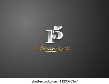 15 Anniversary elegant logotype  design, white colored isolated on black background