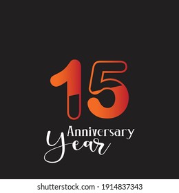 15 Anniversary Logo Vector Template Design Illustration orange and black