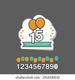 15 anniversary logotype template design for banner, poster, card vector illustrator
