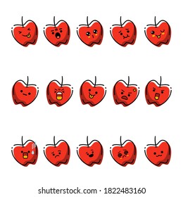 15 apple expression for sticker, emoticon, etc