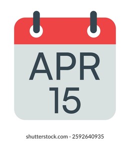 15 April Calendar Icon, Isolated Vector Calendar Icon.