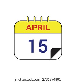 15 april calendar icon vector month illustration design