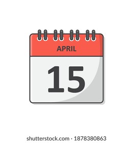 15 April Calendar Vector Icon Illustration. Daily Calendar Flat Icon