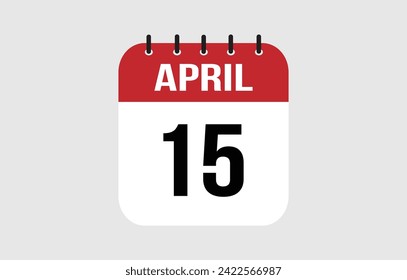 15. April-Kalender. April-Kalender-Vektorgrafik.