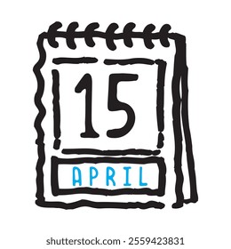 15 April date calendar - A simple yet elegant line art illustration of a date calendar captures the essence of organization and timekeeping. The clean lines and minimalistic design 
