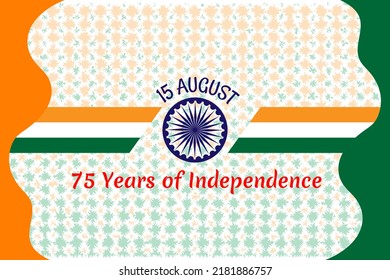 15 August, 75th Independence day of India. Greeting with tricolor for Azadi Ka Amrit Mahotsav. Vector illustration EPS 10 File.