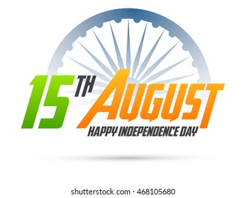 15 August Background with Ashoka Chakra vector illustration eps10 