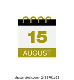 15 de agosto calendario fecha icono Vector eps