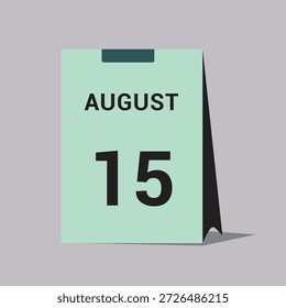 15 august calendar date icon minimal desk calendar vector illustration
