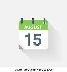 15 august calendar icon on grey background
