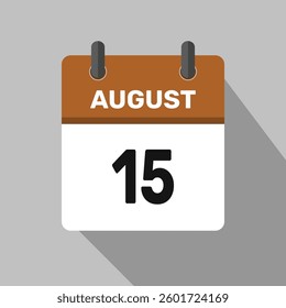 15 august calendar icon vector month date illustration design