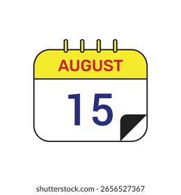 15 August Kalender Symbol Vektorgrafik-Design