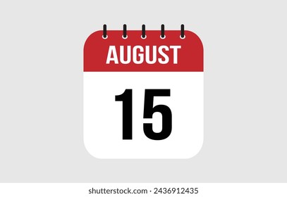 15 de agosto. Ilustración vectorial del calendario de agosto.