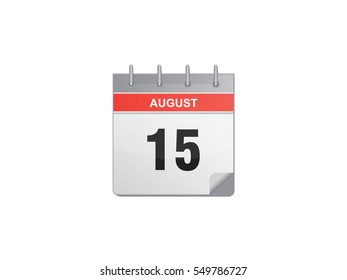 15 August calendar vector illustration on white background
