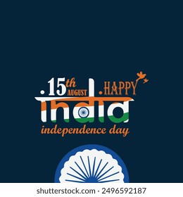 15 august happy independence day of india background design with flag. good for social media post, story, card. print. Fully editable and resizable.
