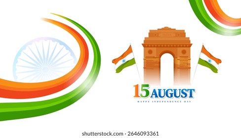 15 August Happy Independence day of india celebration. template for poster, banner, greeting card