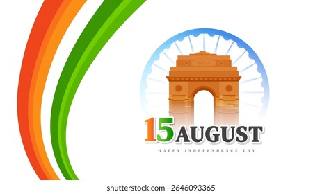 15 August Happy Independence day of india celebration. template for poster, banner, greeting card