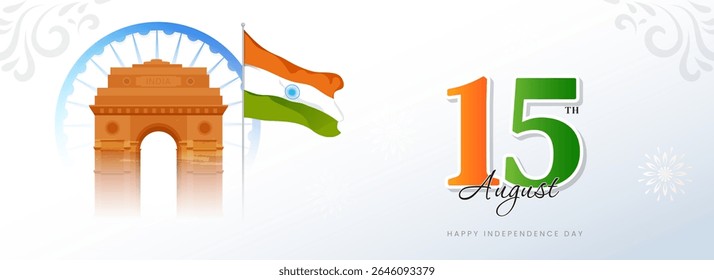 15 de agosto Feliz Día de la Independencia de la India Anuncio Ilustración vectorial